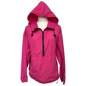 Vintage 1992 Lands End Pink Hooded Windbreaker Jacket Size Small